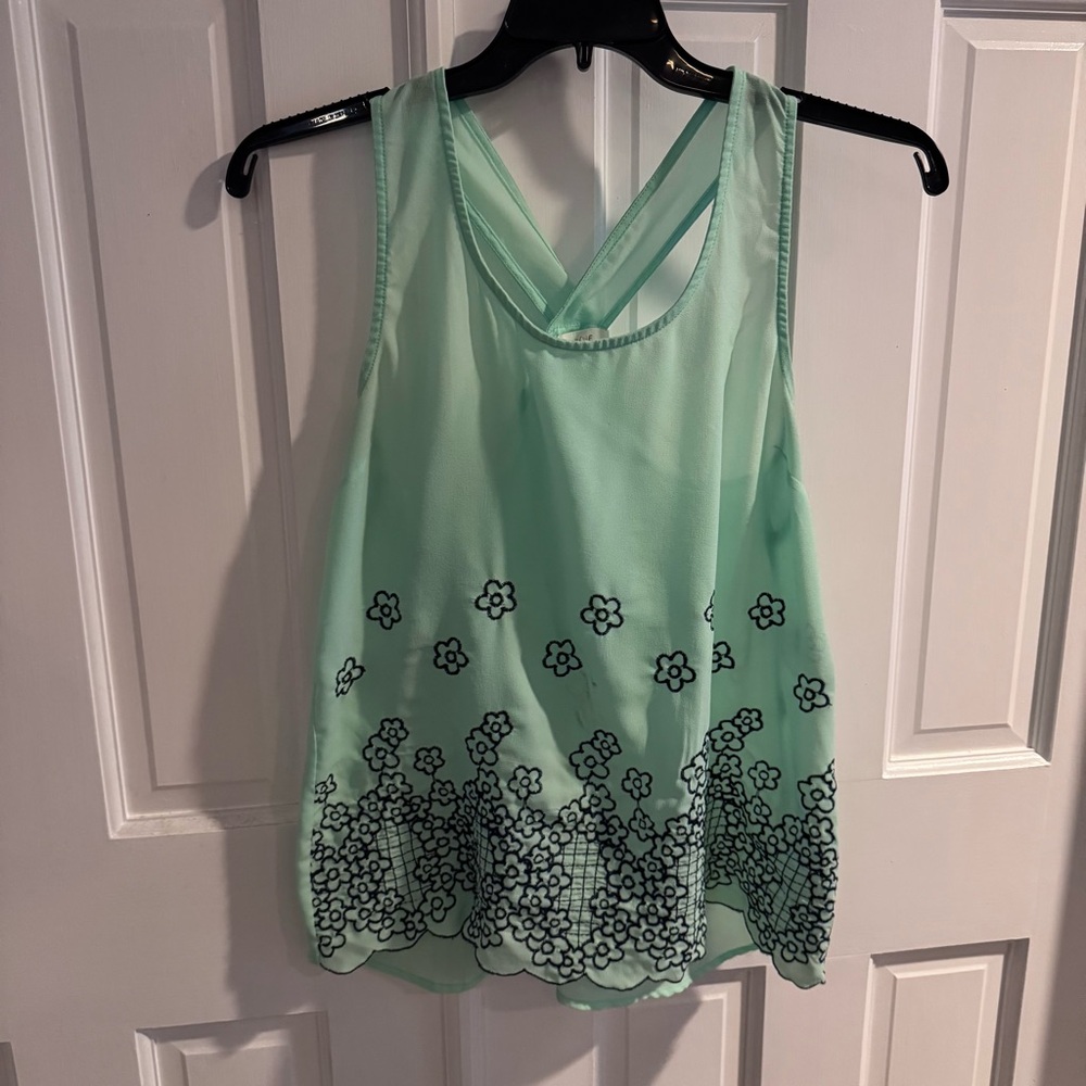 Floral Mint Green Sleeveless Top‎